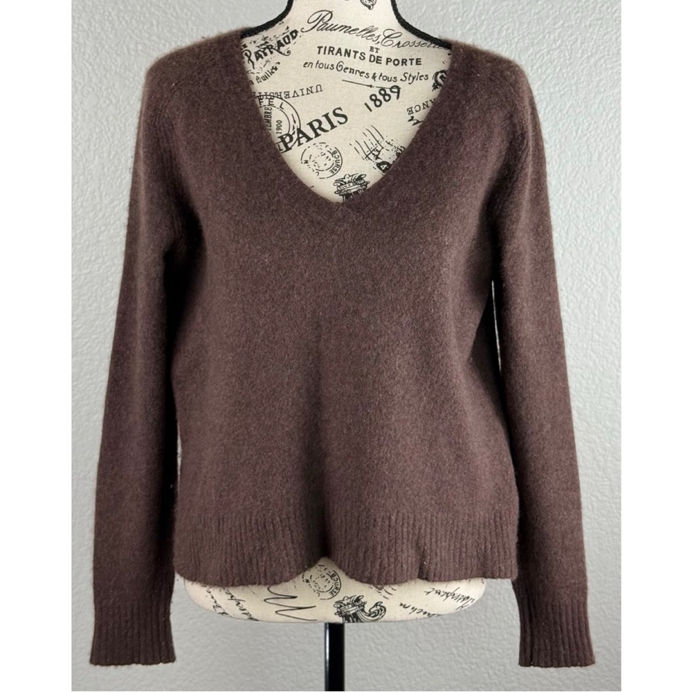 360 Cashmere Women’s Brown V-Neck Sweater Knitwear Quite Luxury, size Small